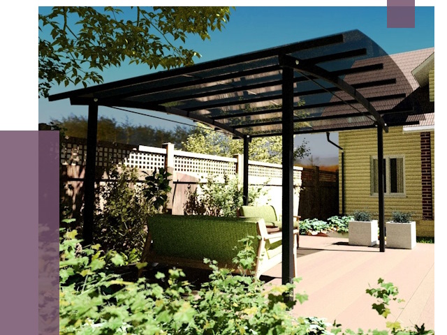 Навесы для террасы в Изобильном от 13245 руб. под ключ | ПРОЛЁТ-Збл